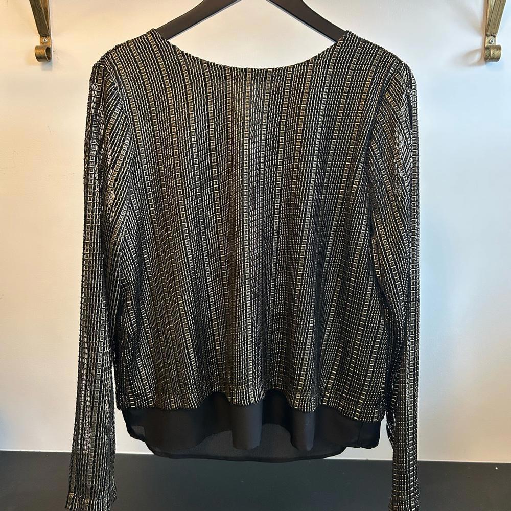 Halston size‎ large black and gold blouse